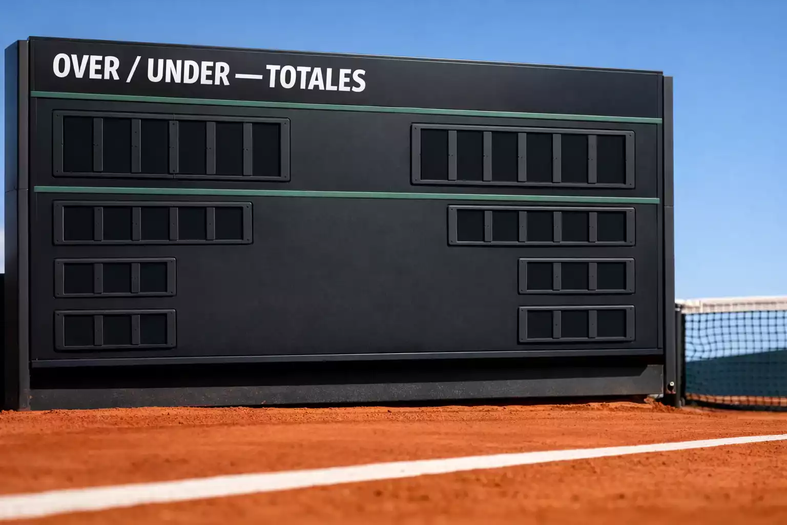 Marcador de un partido de tenis mostrando el total de juegos por set