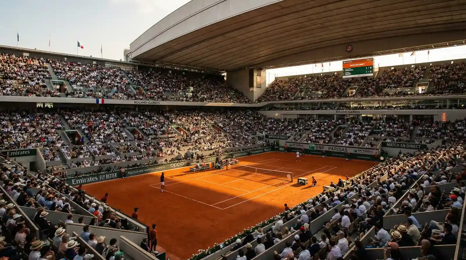 Pista central Philippe Chatrier de Roland Garros con tierra batida naranja