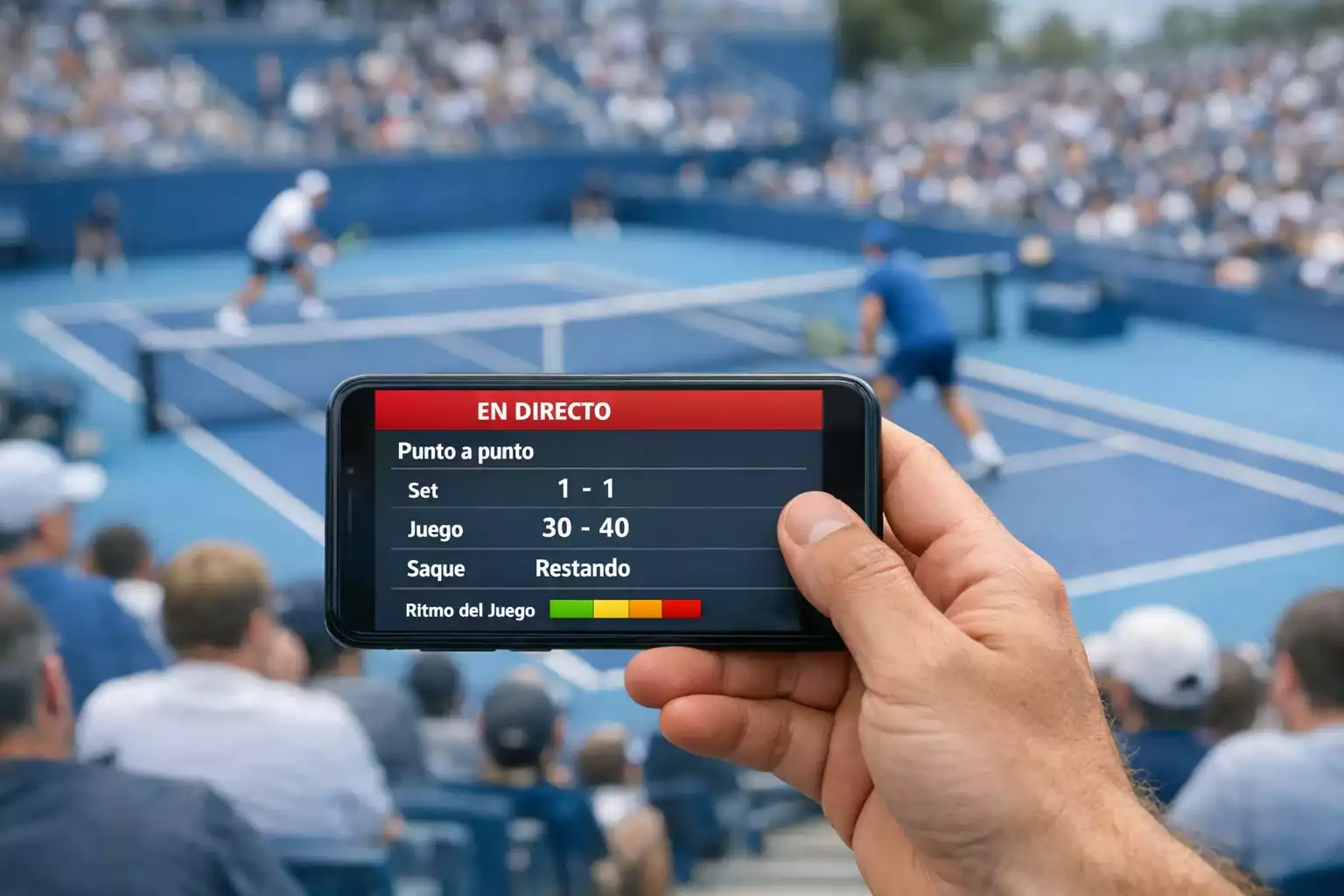 Pantalla de apuestas en vivo durante un partido de tenis con cuotas en movimiento