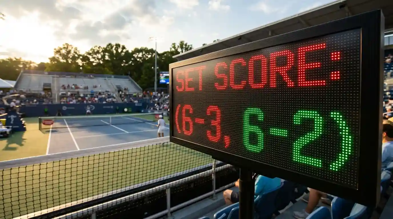 Pantalla de apuestas con hándicap de sets en un partido de tenis profesional